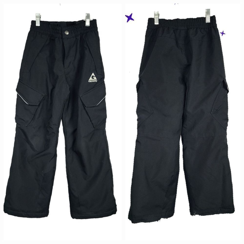 Gerry Boys' 7/8 Black Performance Snow Ski Pants Insulated Cargo Pockets Kids S